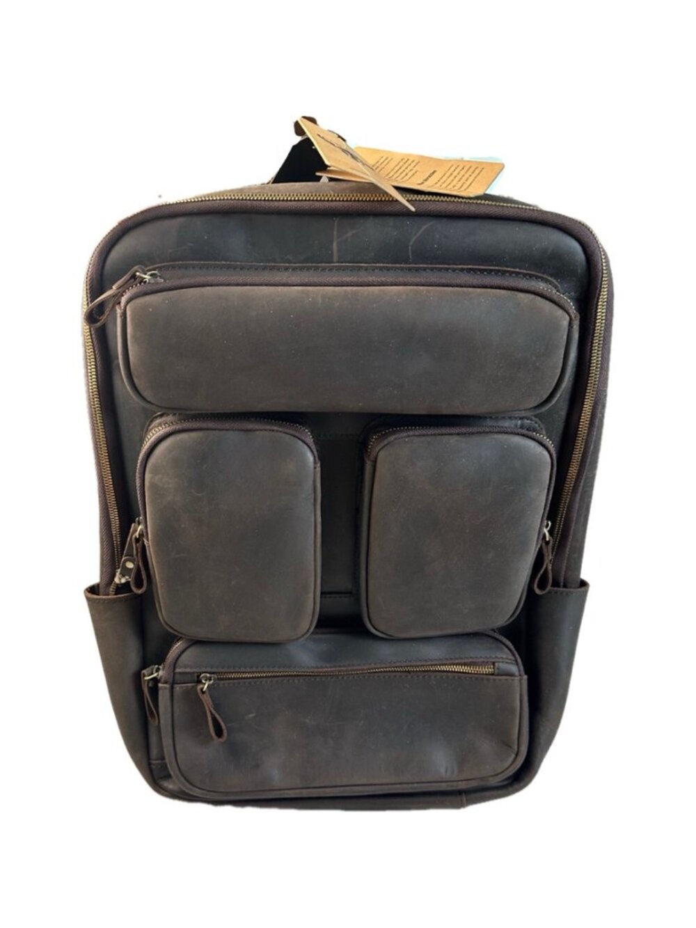 Fshsup Genuine Leather Backpack Men Dark Brown Distressed Utility Heritage NWT